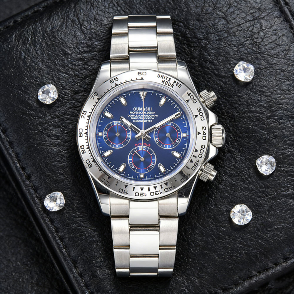 Glass Bed - 39mm 실버 시계 VK63 무브먼트 사파이어