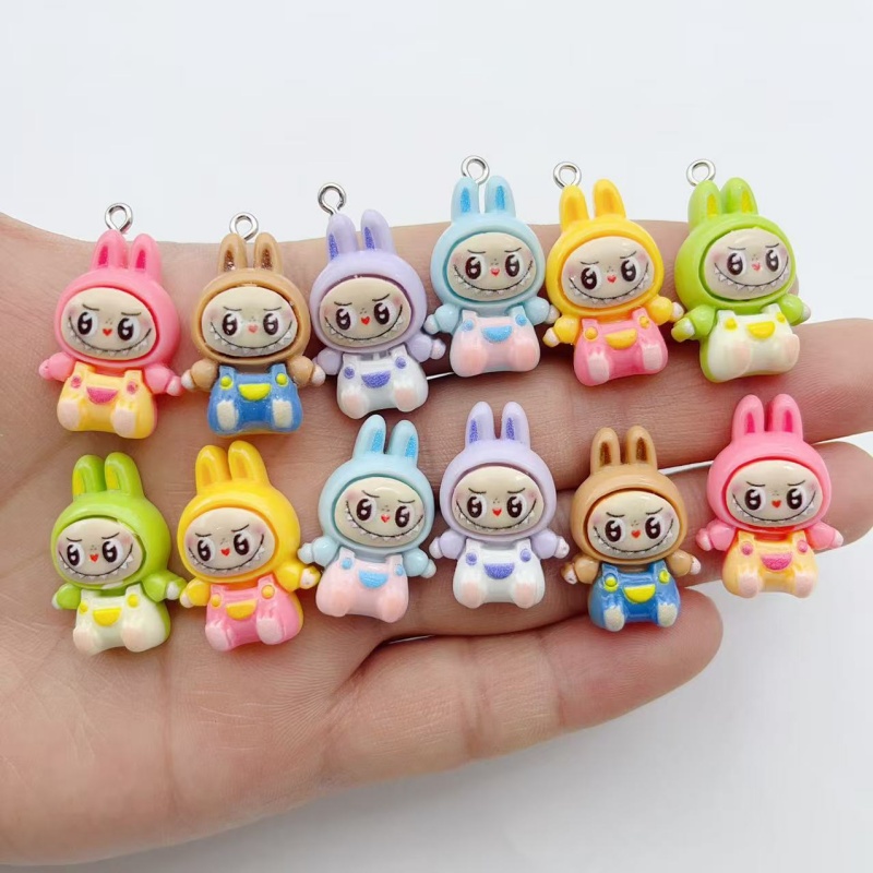 Resin - 10Pcs Kawaii 토끼 딸기 하우스 수지