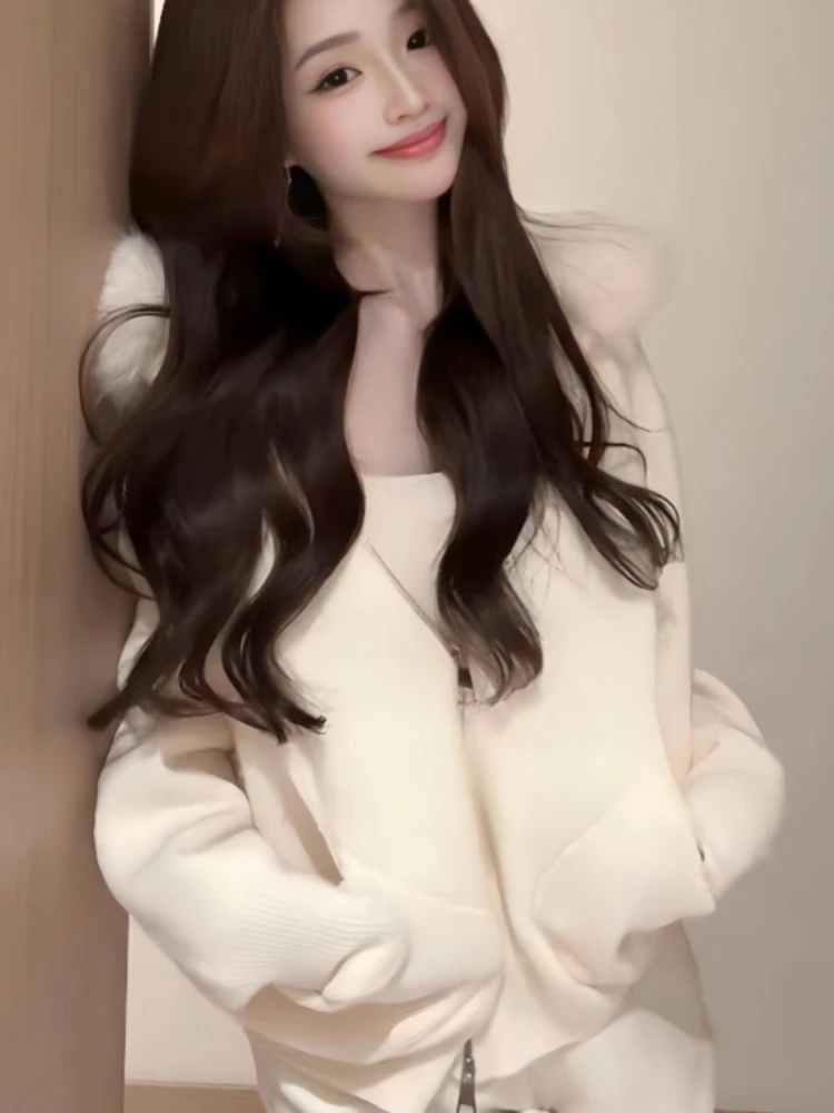 Y2k 가을 루즈 후드 니트 페이크 퍼 가디건 여성 오 - Resin Vat 리뷰 및 가격