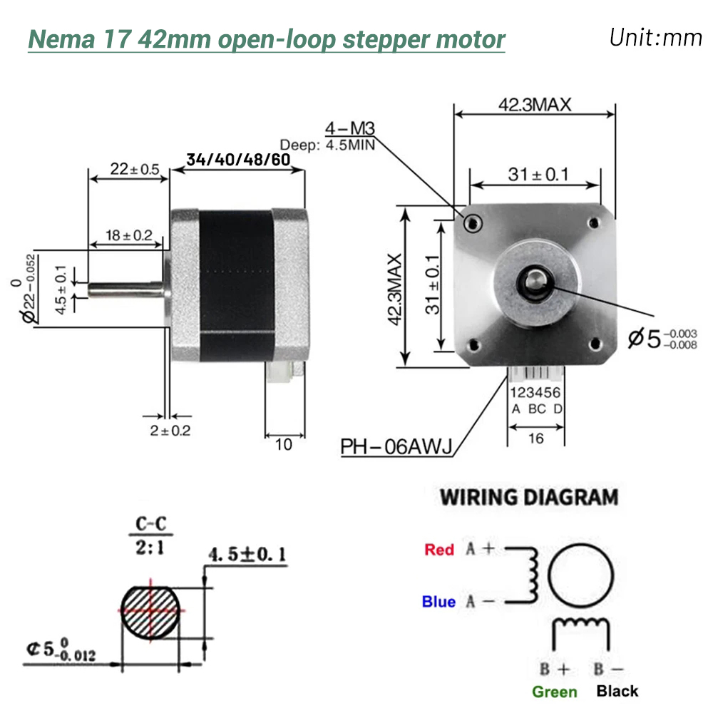 Nema17 스테퍼 모터 42 모터 4-리드 0.28N - 3D Printer 리뷰 및 가격