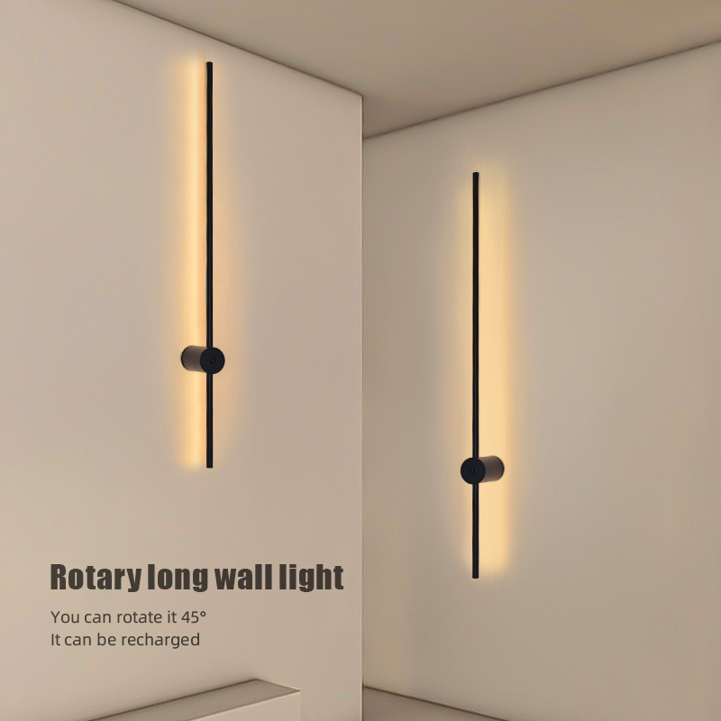 현대적인 충전식 LED 벽등 블랙 알루미늄 바디 선형  - Glass Bed 리뷰 및 가격